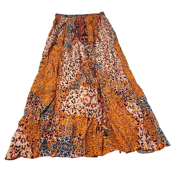 Anthropologie BHANUNI BY JYOTI Bohemian Animal Print Patchwork Maxi Skirt Size 2 - Picture 5 of 11